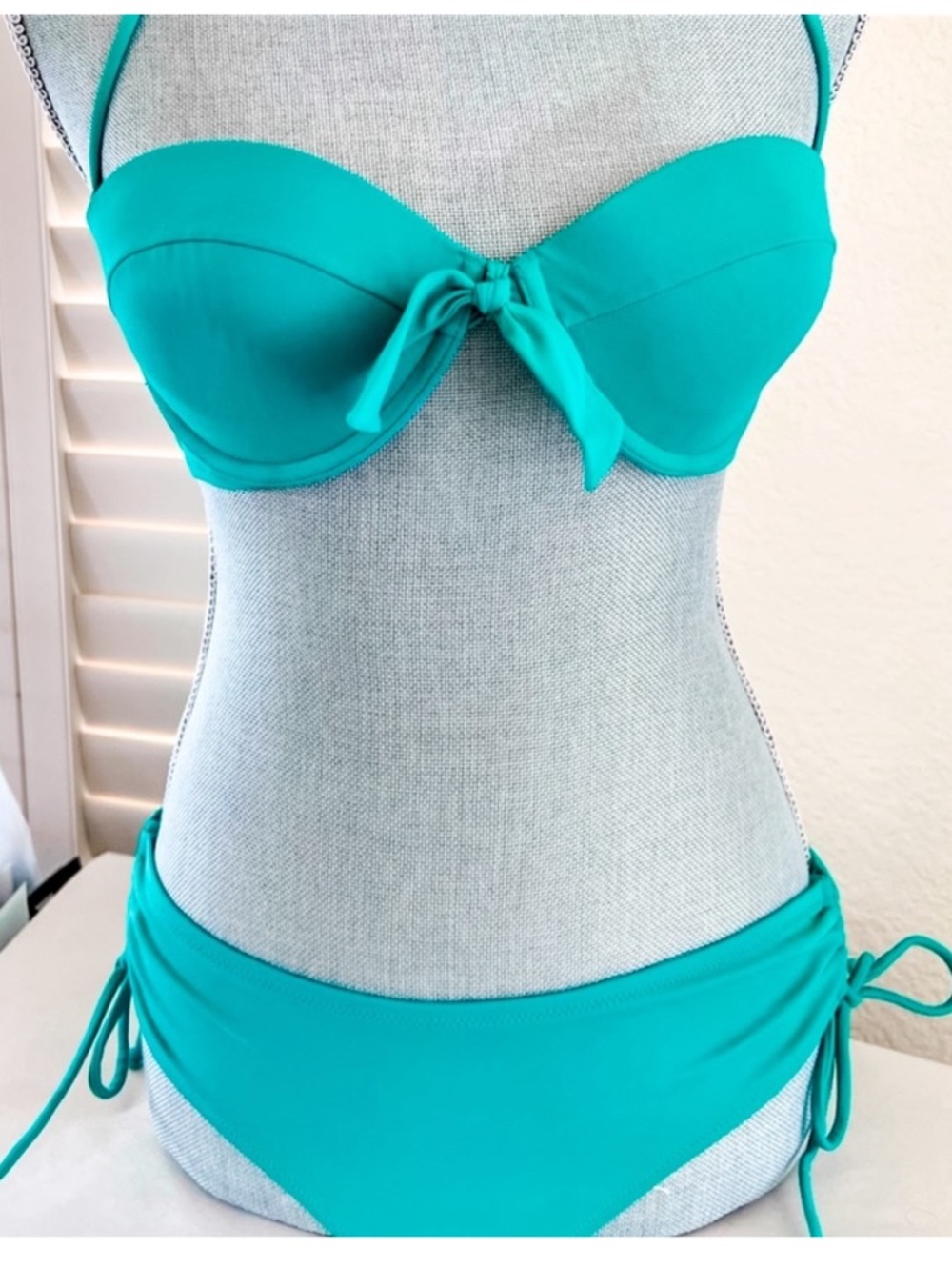 Victorias Secret Green Bandeau Tie-Front Bikini Set